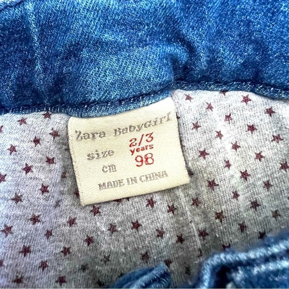 Zara Baby Girls Blue Denim Patchwork Jeans Size 2/3 - Picture 4 of 9